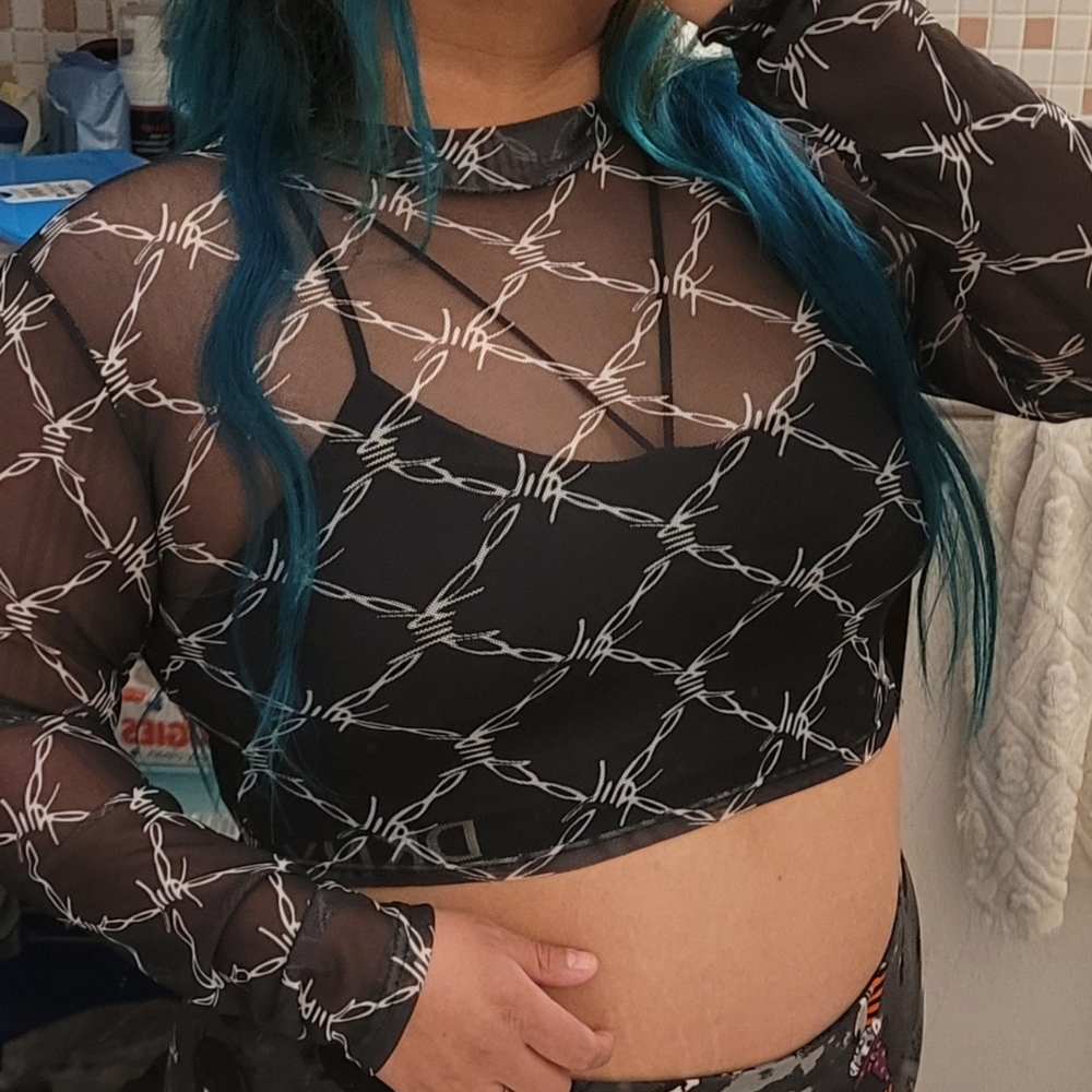Barb Wire Mesh Crop Top